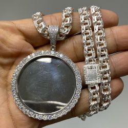 925 Silver Chino Link Chain With Memory Pendant 