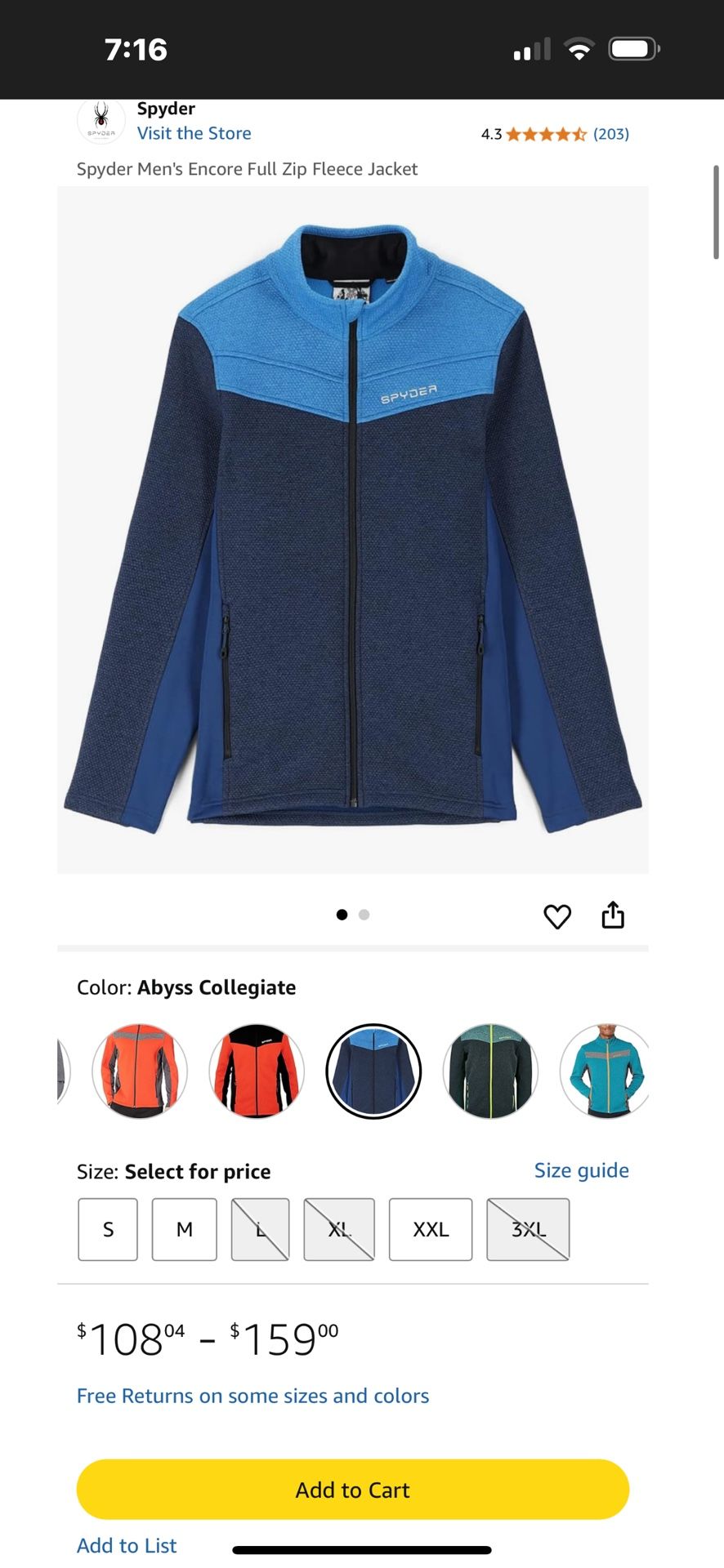 Spyder Men's Encore Full Zip Fleece Jacket