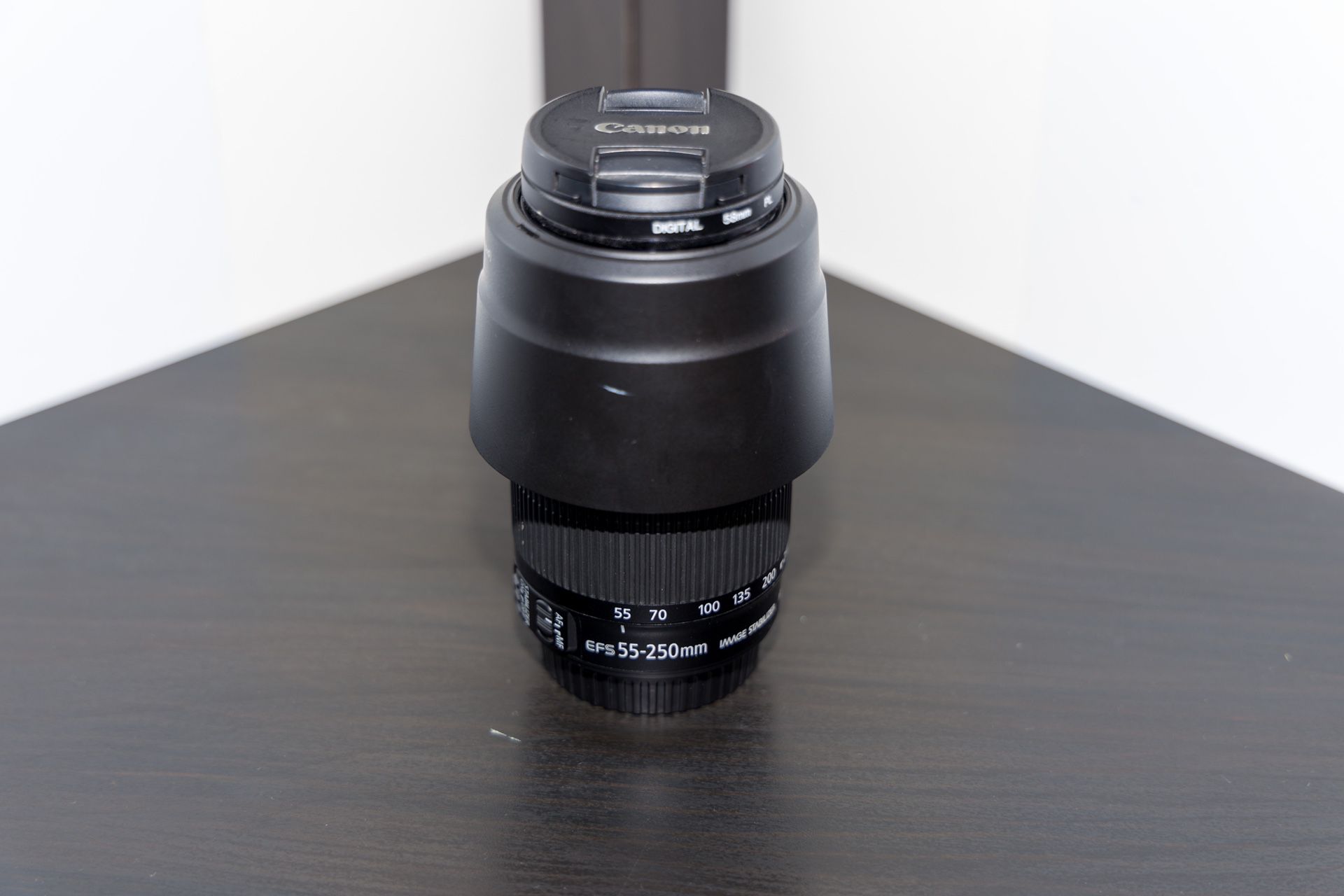 Canon EF-S 55-250mm f/4-5.6 IS STM lens with filters and hood for Sale