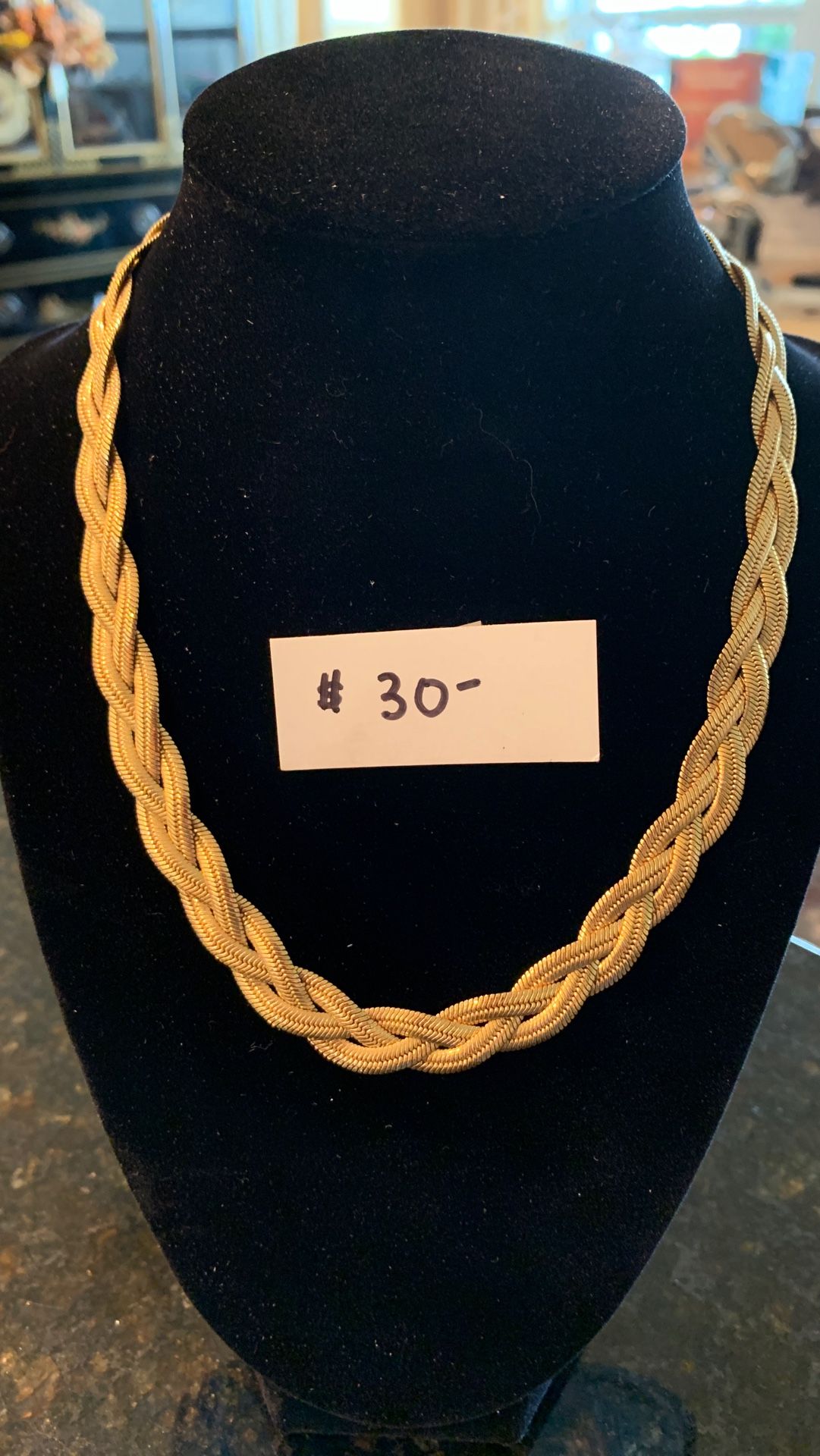 Goldstone braided choker necklace