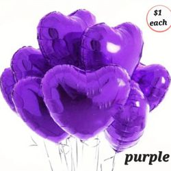 Heart Foil Balloons. Purple Balloons. Globos De Corazon 18 Inch Balloon. Valentine's Day Balloons. Anniversary. Birthday.  Weddings. 
