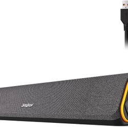 SOULION R50 Bluetooth Computer Speakers, 3.5mm PC Sound Bar For Desktop Monitor, Wired USB Powered & Colorful LED Lights With Switch Button, Surround 