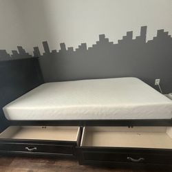 Twin Bed With Storage and Mattress