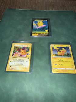 3 Cool Pikachu Cards - All For $55 All Near Mint Or Better / Pikachu Birthday