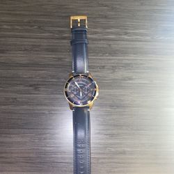 Fossil Rose Gold Grant Sport Chronograph Blue Leather Watch