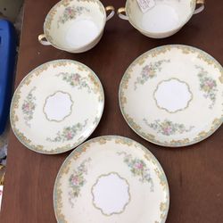 Noritake Adela pattern. Bread plates and bouillon cups.