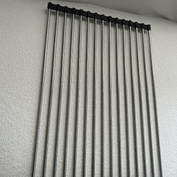 Ahyuan Roll up Dish Drying Rack Over The Sink Kitchen Roll up Sink Drying Rack Stainless Still Portable Drainer Foldable Dish Rack (Black, 17.8''X11.8