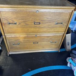 Double Drawer Oak Filing Cabinet 