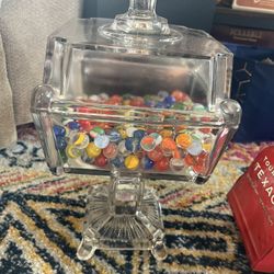 Glass Jar Filled With Vintage Marbles Antique 