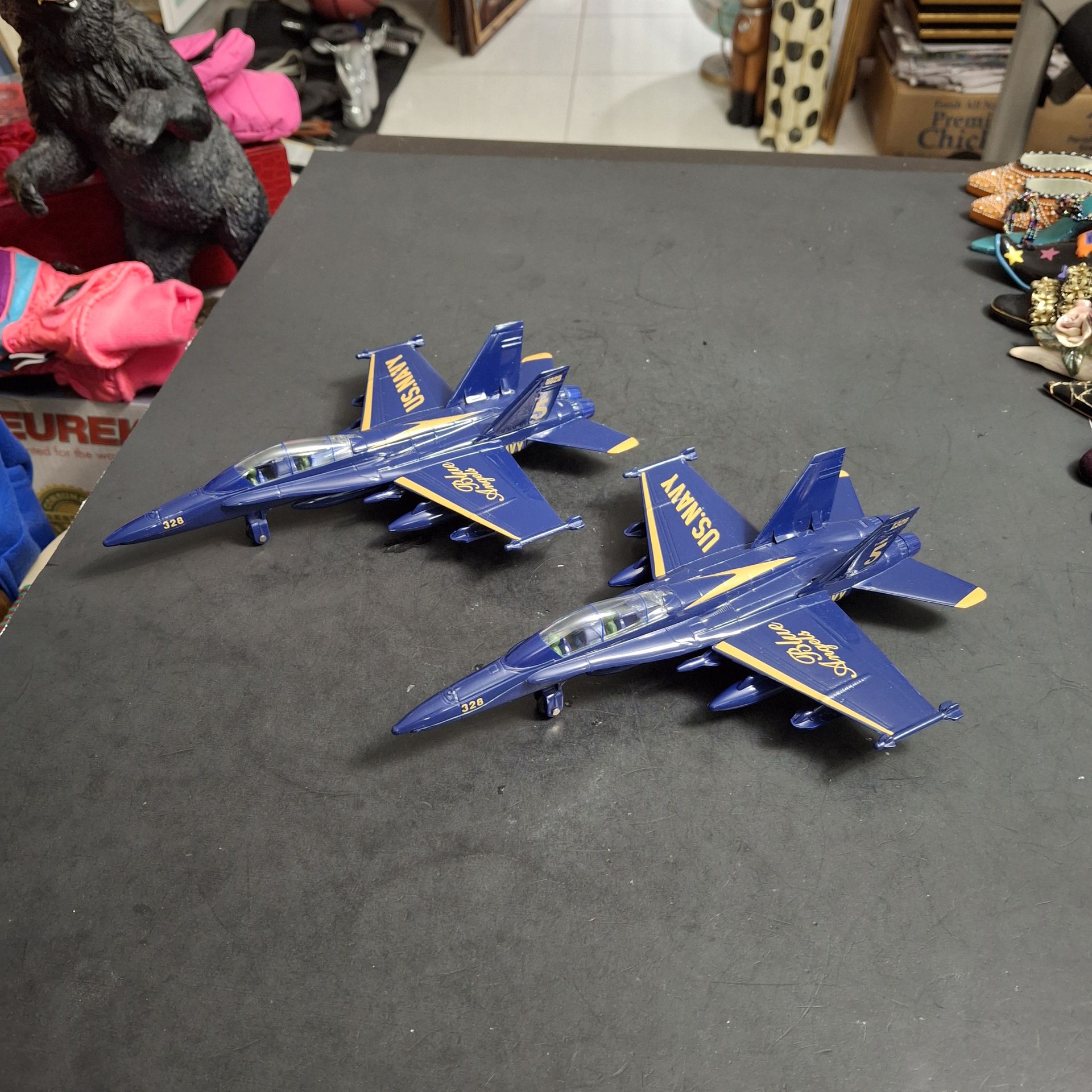 Blue Angels US NAVY Toy F-18 Jet Fighter With Pull Back Action-Set Of 2 9"L x 6.5"W x 2.25"H