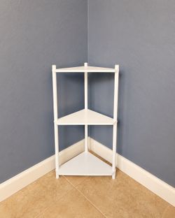 White 3 Tier Bamboo Small Corner Stand