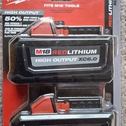 Brand New Milwaukee 18v Batteries 6.0 High Output 