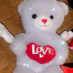 Valentine’s Day Teddy bear Plushy (light grey color gris)