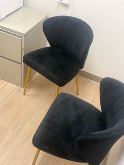 MUST GO , Black Velvet Accent Chairs with Gold Legs – Set of 2