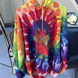 Unisex Pullover Tye Dye Lightweight Windbreaker Hoodie Jacket Sz. XL  46" Bust