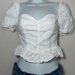 Privy White Puff Shoulder Crop (M)