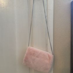 Y2K Vintage Faux Fur Light Pink Clutch 