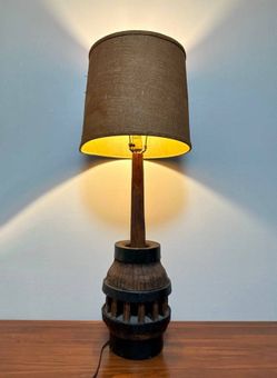 Antique 36 Inch Tall Wood Wagon Wheel Table Lamp