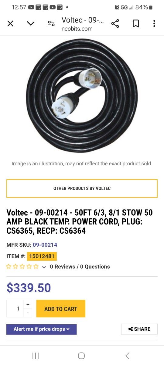 Voltec Temp Power Cord