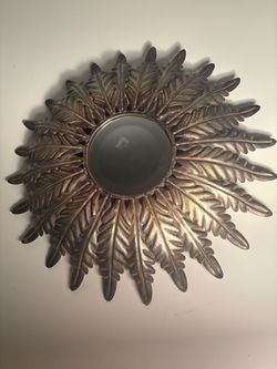 Uttermost "Farris" Bronze Fern Leaf Sunburst Wall Mirror - Distressed Finish