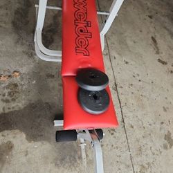Weight Bench + Barbell And Weights