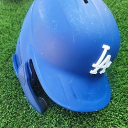 Gamer Los Angeles Dodgers MLB Baseball Batting Helmet Blue One Ear Flap Lefty With Face Protection Professional Carbon 100 MPH Size 7 5/8