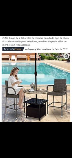 2 Pack Rattan Wicker Bar Stool