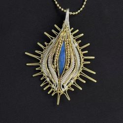In Stock “Moon Constitution” Original Labradorite Hand-Wound Pendant Natural Stone Silver Plated Brass Design Models