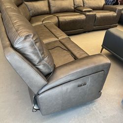 Power Leather Recliner Sectional