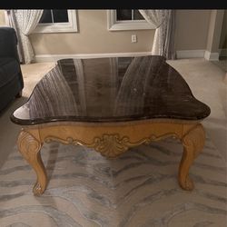 Heavy Duty Coffee Table With Marble On Top With End Table 