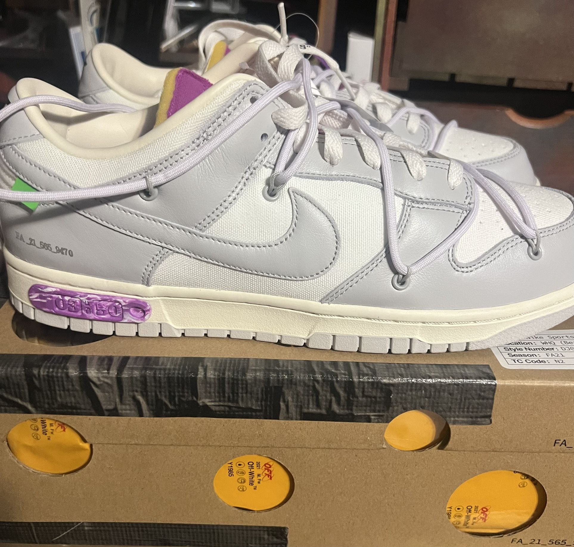 Nike Dunk Low Sail Neutral Grey Off White Lot 3 Of 50