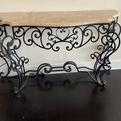 Iron  Stone Top Console Entry Table 