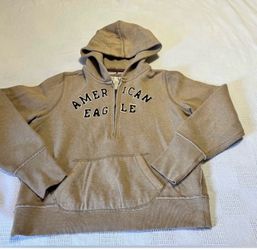 Vintage Y2K American Eagle Outfitters Brown Zip-Up Hoodie