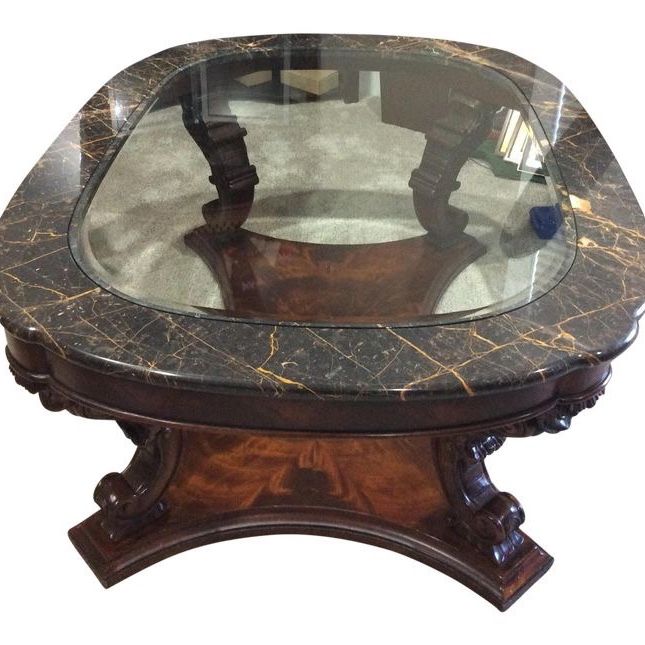 Coffee Table Marble And Wood/glass Center, “STORAGE SALE “ $350 !!-Original Prize $6000!!