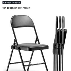 4 Black Folding Chairs 