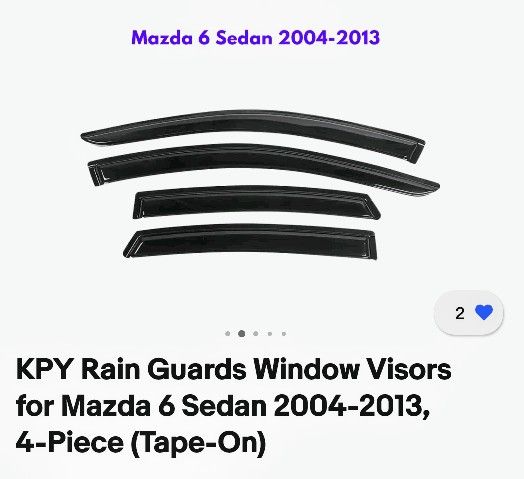 2004  - 2013 NEW KPY MAZDA 6 SEDAN WIND & RAIN WINDOW VENTS