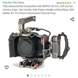 Tilta Advanced Kit Compatible with BMPCC 6K Pro / 6K G2 Full Camera Cage, Top Handle, Side Power Handle w/Run/Stop, SSD Holder for T5 | Mount Accessor