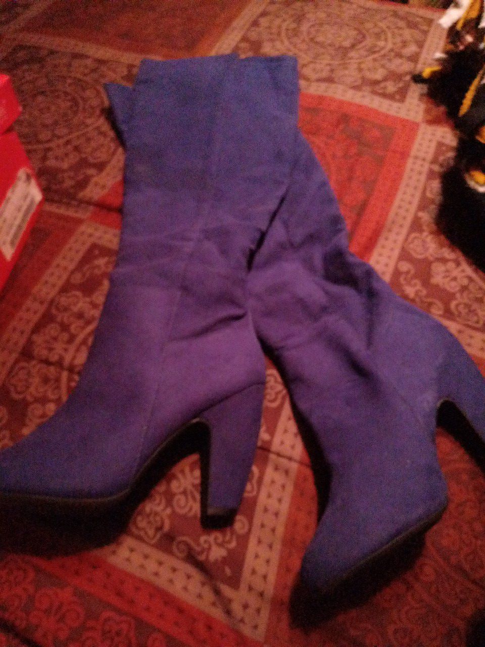 Blue suede thigh-high boots size 10