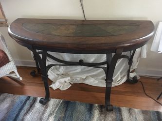 Slate/wood top sofa table