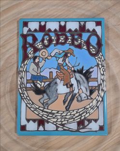 TRIVET TILE Rodeo Cowboy Art 6"×8