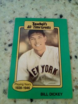 Vintage 1987 hygrade baseball/ bill dickey/ baseball's all- time greats/ catcher/ playing years 1928-1946
