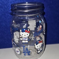 Dodgers hello kitty night Mason Jar