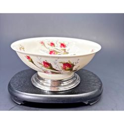 Vintage Rosenthal Porcelain Bowl Footed Sterling Silver Base, Selb-Germany 5.5"