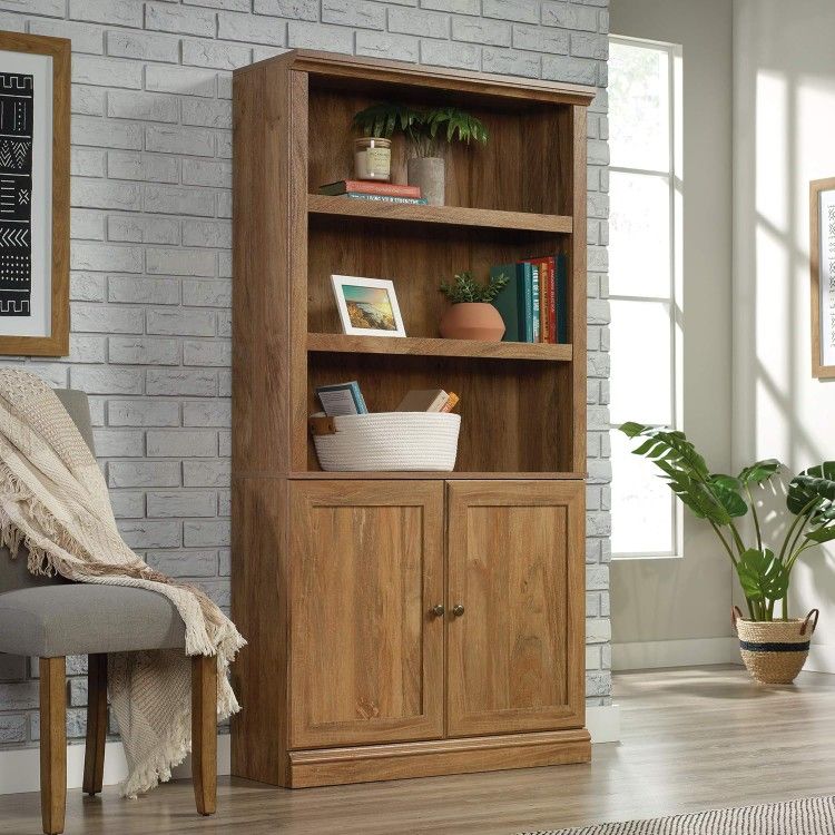 📚 Sauder 3-Shelf 2-Door Bookcase – Sindoori Mango Finish | Brand New!
