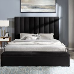 NEW IN BOX Black Platform Storage Bed Frame Queen & King Size