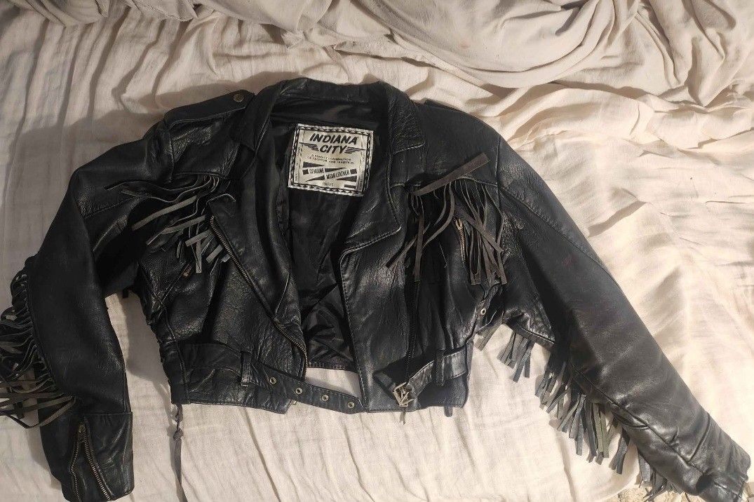 VINTAGE Leather Jacket W/ Fringe