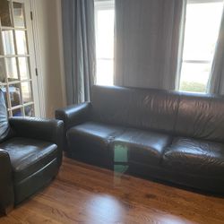 Natuzzi Leather Couch And Recliner Set