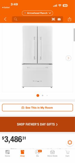 Classic Retro 36 in 21.4 cu. ft. 3-door French Door Refrigerator with Ice Maker in Marshmallow White, Counter Depth