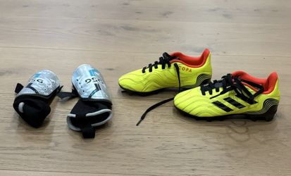 Kids Soccer Shoes With Shin Guards Like New!!!