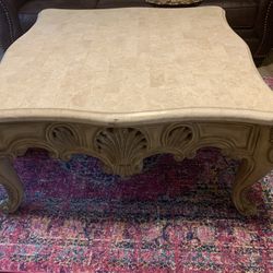 Elegant Matching Coffee Table And End Table/wood/granite